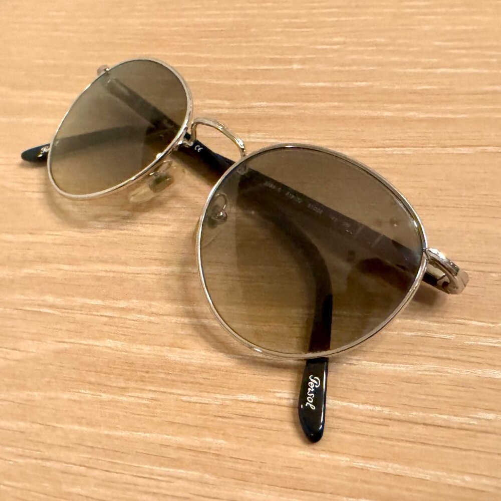 Persol 2388-s — Gradient Brown Round Sunglasses - Silver-tone front frame - Picture 9 of 10